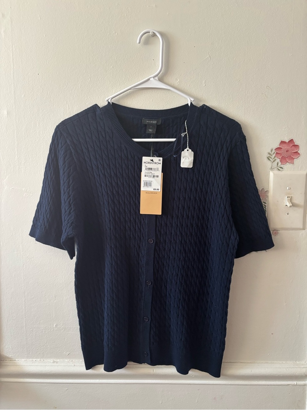 Nordstrom Men’s Navy Short-Sleeve Button-Front Cardigan